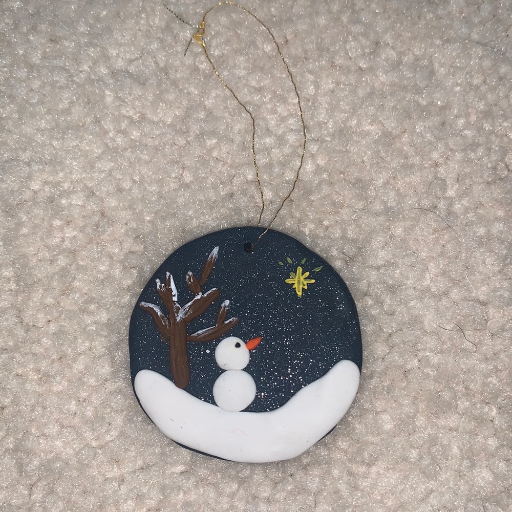 Snowman clay ornament